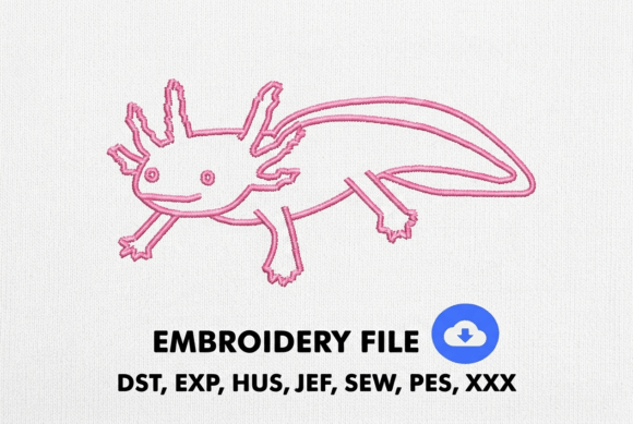 Axolotl Lineart Embroidery Design