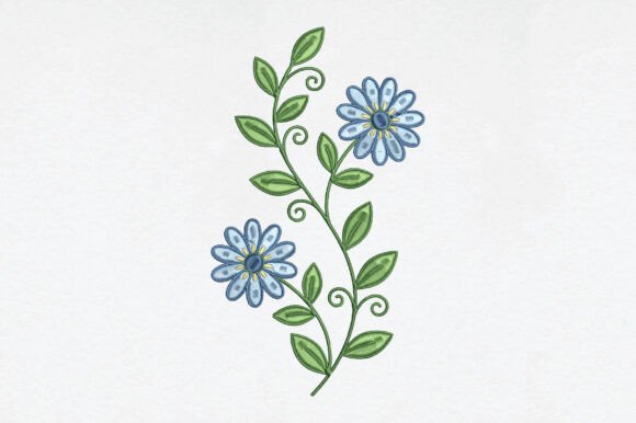 Blue Flower Embroidery: A Seasonal Design for Holiday and Wedding Collections