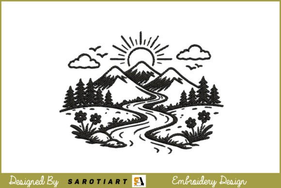 Camping Themed Modern Embroidery Design