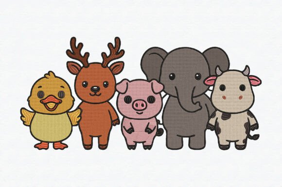 Cute Animal Embroidery Design for Holiday Crafting