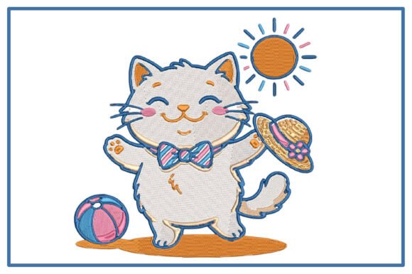 Cute Summer Cat Embroidery Design: A Fresh Pick for Small Business Merch