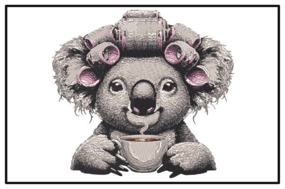 Funny Morning Koala Embroidery Design