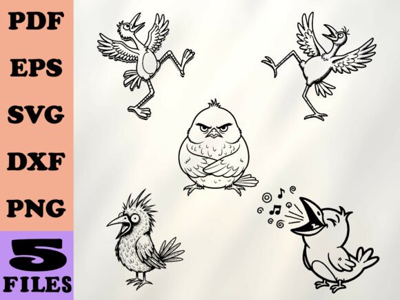 Funny Quirky Bird Embroidery SVG
