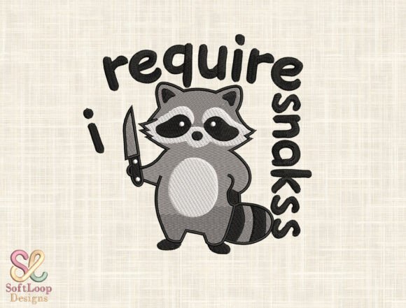 Funny Raccoon Meme Embroidery Design