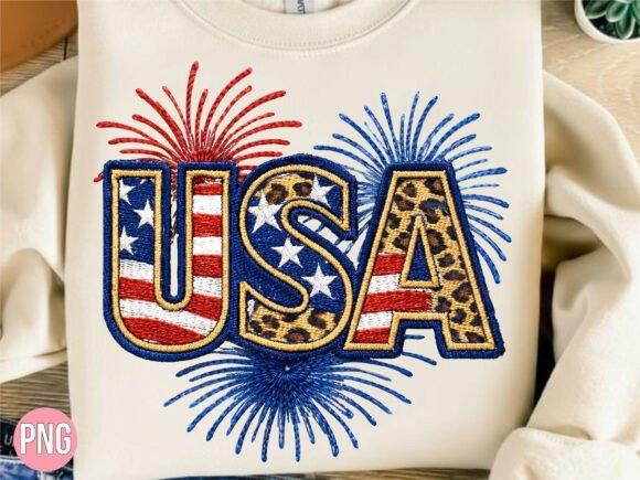 h1USA Fireworks Faux Embroidery USA PNG Review for Business Branding/h1