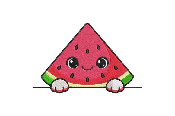 Kawaii Peeking Watermelon Embroidery