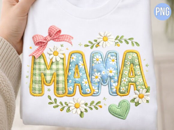 Mama Floral Embroidery Daisy Bow PNG Review