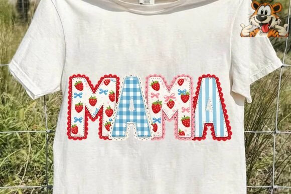 Mama Strawberry Faux Embroidery PNG Review