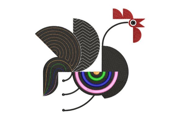 Modern Rooster Embroidery Design