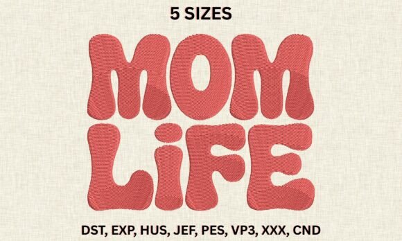 Mom Life Embroidery Design: Retro Charm for Craft Fair Success