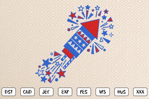 Patriotic Fireworks Embroidery Design