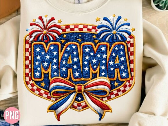 Patriotic Mama Bow Embroidery Design