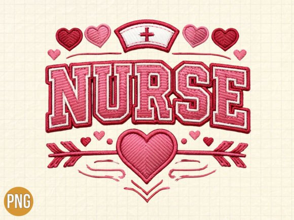 Pink Nurse Patch Embroidery Style PNG Review