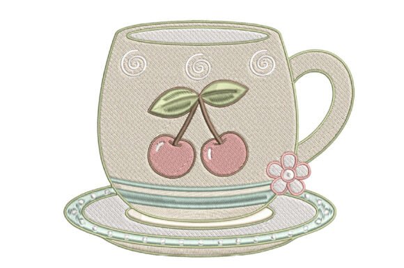 TEA CUP Embroidery Design for Boutique Apparel